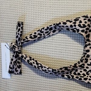 Loeffler Randall Bex Knott Pleated Shoulder Bag Leopard Print NWT